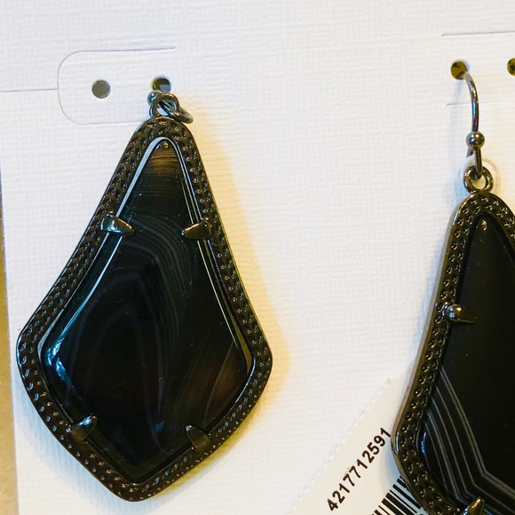 NWT Kendra Scott RARE & Retired Alex Earrings Black Banded Agate & Gunmetal W😍W - Picture 4 of 9